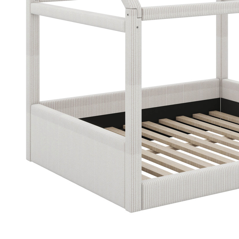 Lit de jour double rembourré avec bandes lumineuses DEL, Beige