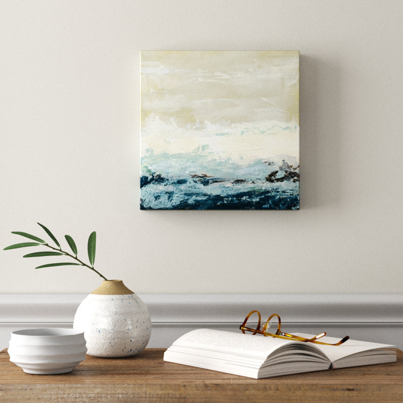 Coastal Currents I by June Erica Vess - Painting, 30cm H x 30cm W, Paper Print