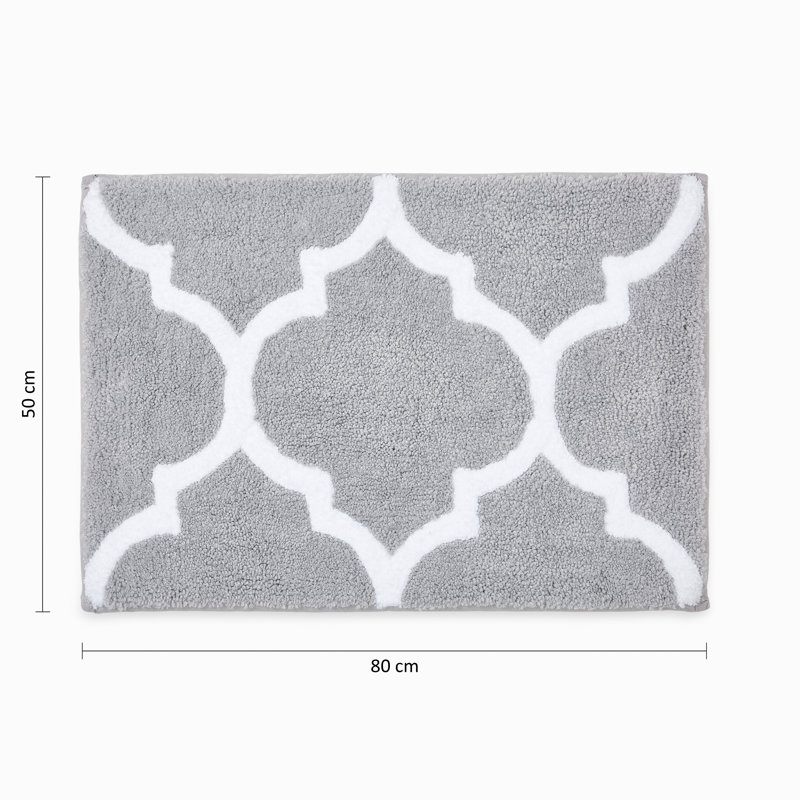 Super Soft and Highly Absorbent with Reversible Rectangle Bath Mat, 50cm W x 80cm L, Silver