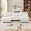 Canapé d'angle modulaire de luxe - Canapé nuage surdimensionné en forme de U pour salon, assise profonde avec 2 poufs, chenille blanche