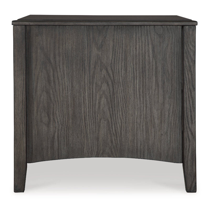 Gray Rectangular Wood End Table with Storage Drawer