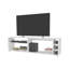 Meuble télé blanc pour écran de 70 po avec rangement ouvert et finition en mélamine-559245018