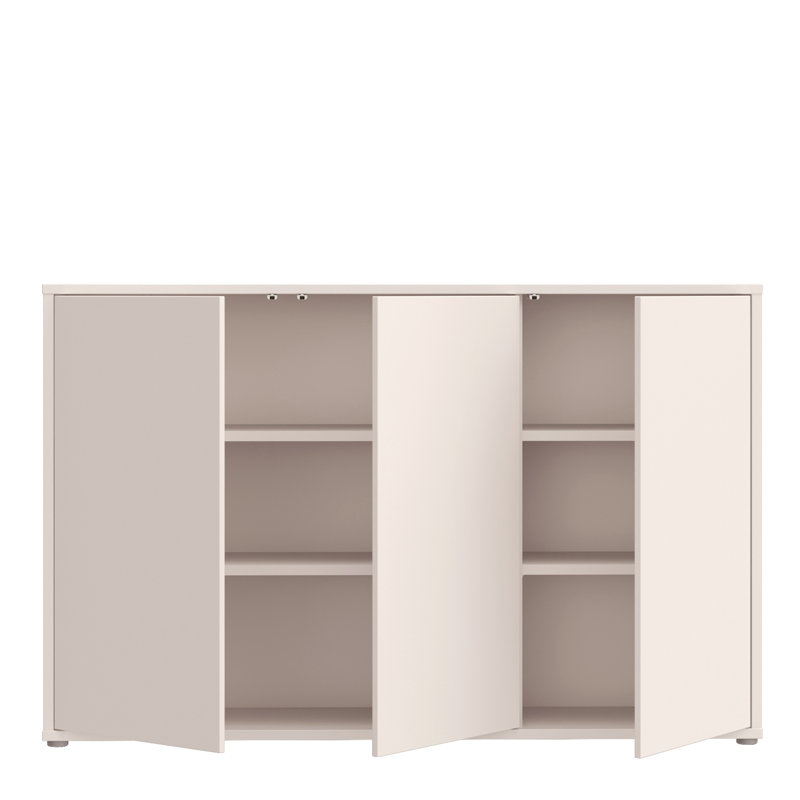 Alice Springs 3 Door Sideboard with Push-to-Open Doors, Beige