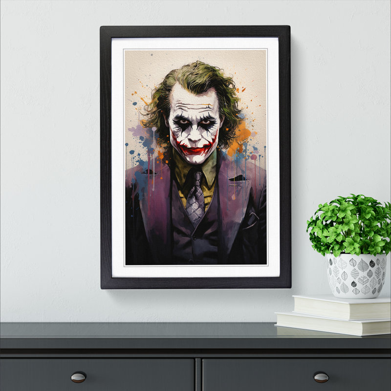 XYZ-FRM-V1223-3910 Joker Conceptual - Single Picture Frame Print on Wood, Black, 46cm H x 34cm W x 2cm D