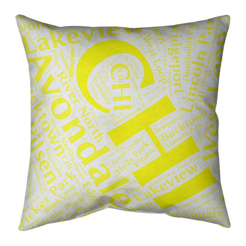 Housse de coussin en cuir Illinois Dist Quartiers, 20 po x 20 po, Jaune