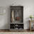 Gray Modern Storage Coat Rack, Double Prong Hooks, Built-In Bench And Spacious Storage Cubbies-1980229185