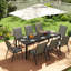 Ensemble de salle à manger d'extérieur pour 8 personnes, chaises empilables et table de salle à manger Hdpe 82,6 po, ensemble de salle à manger toutes saisons pour pelouse, jardin, cour-131078910-131078912