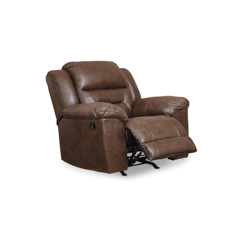 Fauteuil inclinable manuel berçant Aky, similicuir lisse, Brun