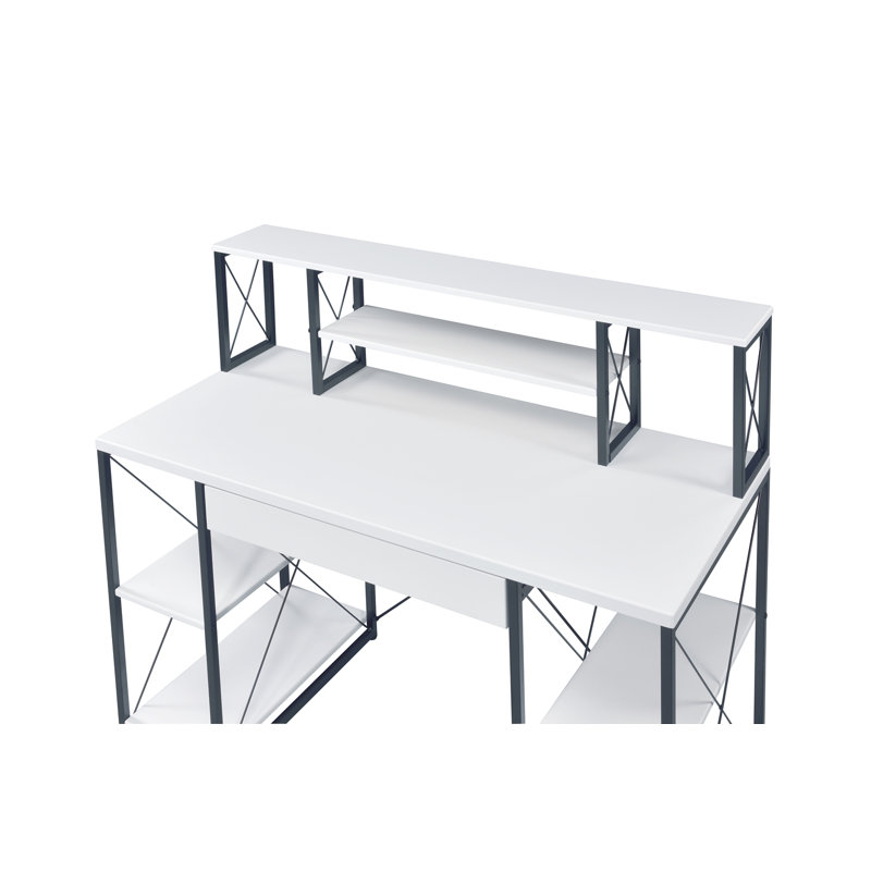 Bureau d'écriture Amiel All Finish White, Blanc/Noir