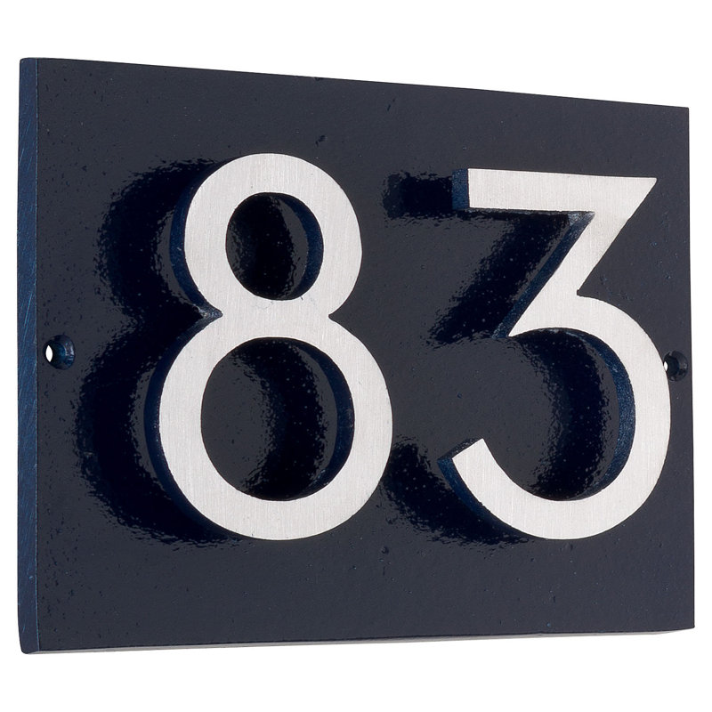 Rectangle Wall Plaque, Navy/Satin Nickel Two Tone, Yes
