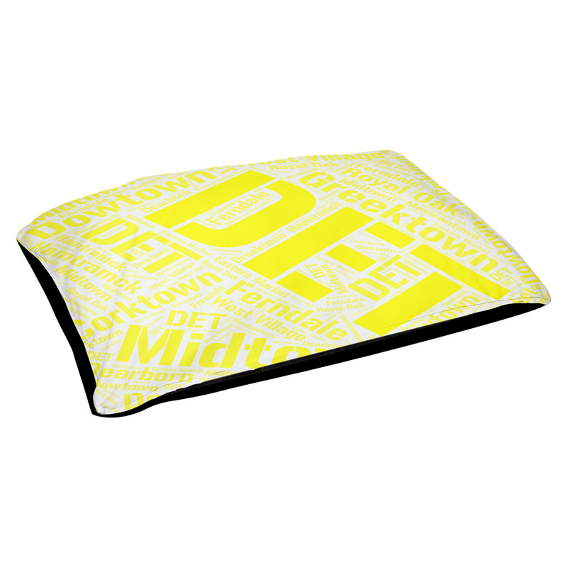 Coussin de chien « districts », Très grand (H 17 po x l 50 po x P 40 po), Jaune, Détroit