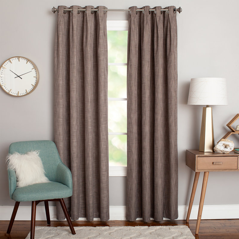 Mentzer 100% Polyester Room Darkening Solid Color Curtain Panel with Grommet Top , 50" W x 63" L, Sand