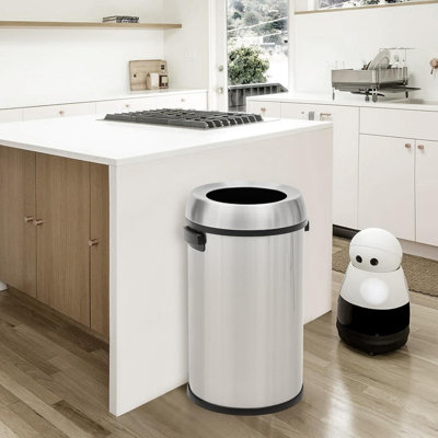 Poubelle à couvercle pivotant en acier inoxydable - 17 gallons
