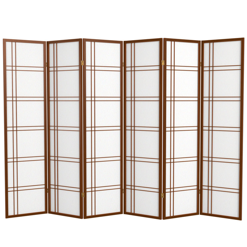 Cloison en papier de riz pliable Keitez, Noyer, 6