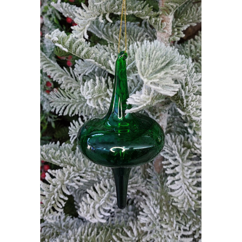 Ornement en verre vert foncé F07M10-11, Vert