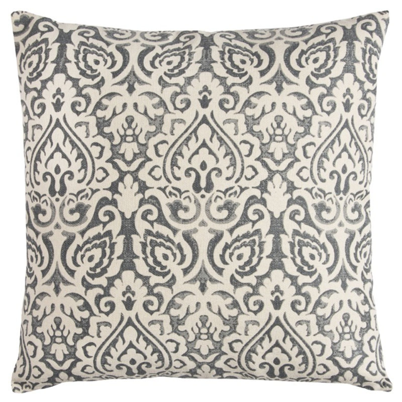 Coussin décoratif en coton 22 po or et blanc, gris
