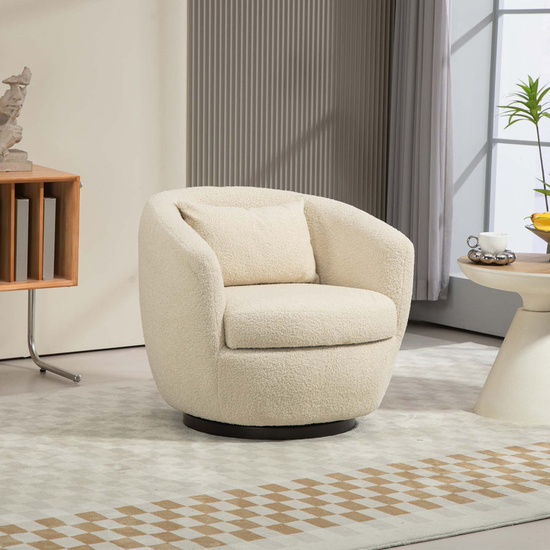 Fauteuil demi-tonneau pivotant de 30,3 po Dollinda, Beige