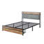 Structure de lit plateforme en métal avec tête de lit capitonnée en velours, 2 tiroirs de rangement, lumière DEL et port de charge USB, panneau en bois brun robuste, aucun sommier requis-89682478