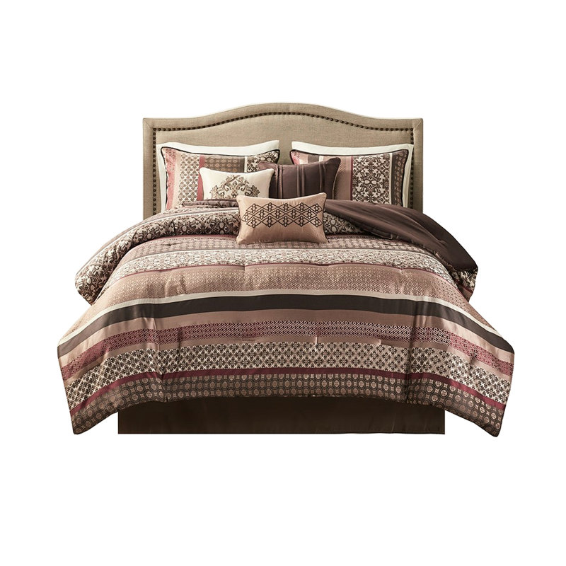 7 Piece King Comforter Red - And Fabric 7 Geometric Style, Red