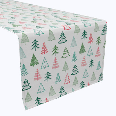 Table Runner, 100% Cotton, Fir Tree Doodles