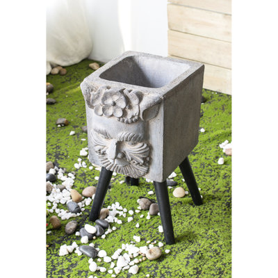 11.4" X 13" 22.4" Greek Planter With Legs - Grey Magnesium Oxide For Exterior & Entryway Outdoor Indoor Decor