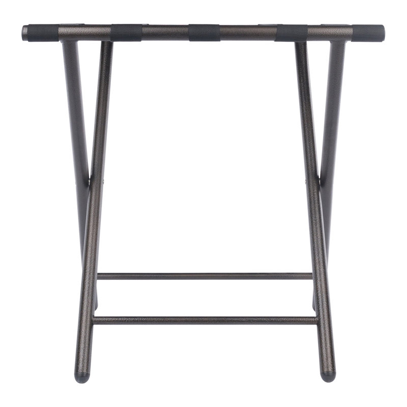 Tavin Black Metal Folding Luggage Rack with Nylon Straps