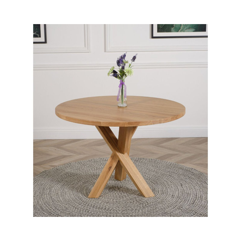 Oregon 110cm Round Solid Oak Dining Table