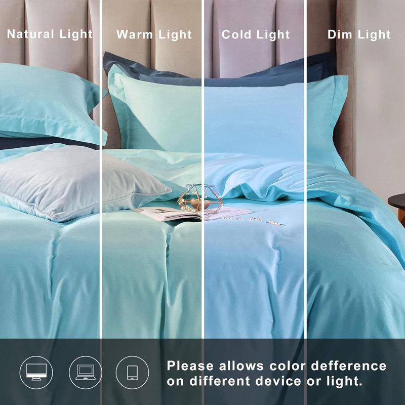 Cotton Sateen Duvet Cover, King Duvet Cover + 2 King Shams, Blue