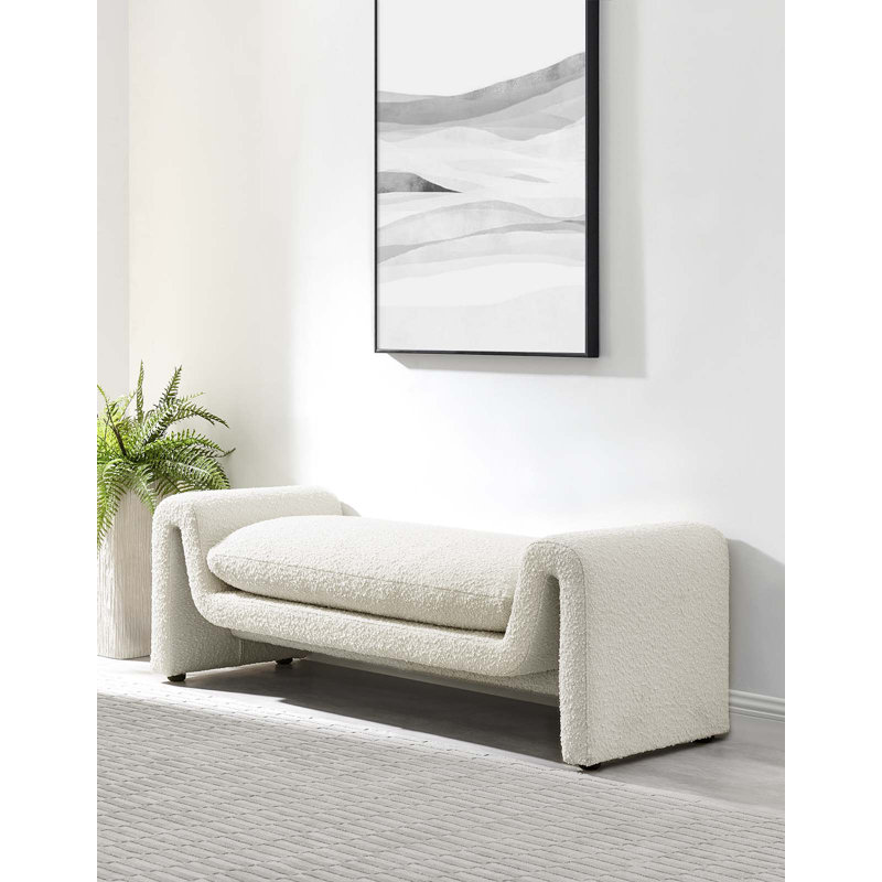 Modway Waverly Boucle Fabric Bench, Ivory