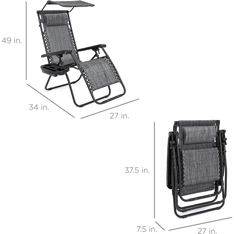 Alahia Folding Recliner Chair, Gray
