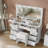 Makeup Vanity with Mirror and Lights, 3 Lighting Modes,Vanity Desk with Power Outlet ,9 Drawers Makeup Table with Chair, Glass Top vanity set-1556778111