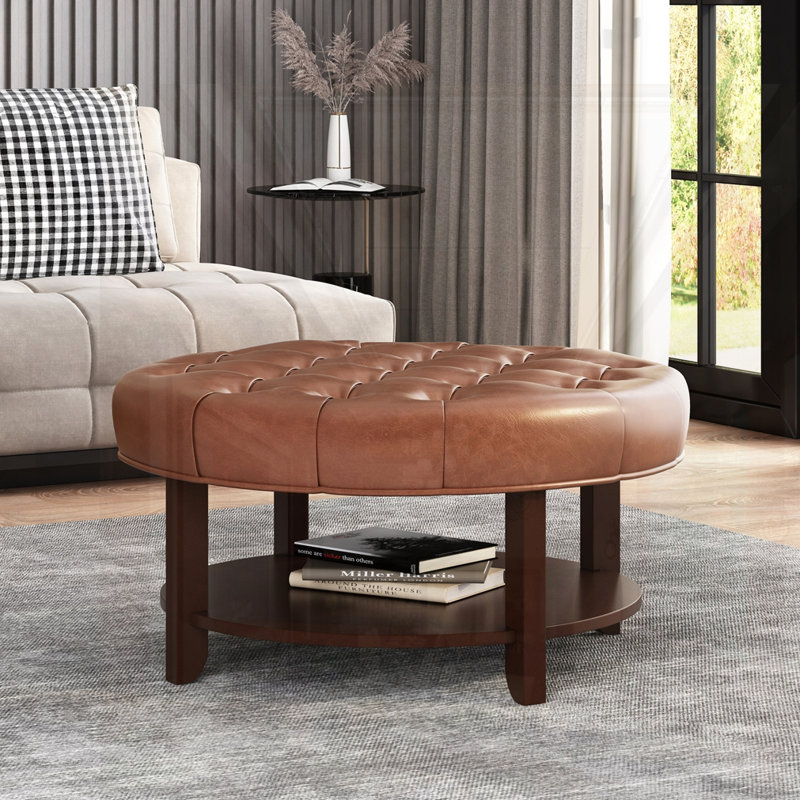 OTTOMAN ROND, Brun clair