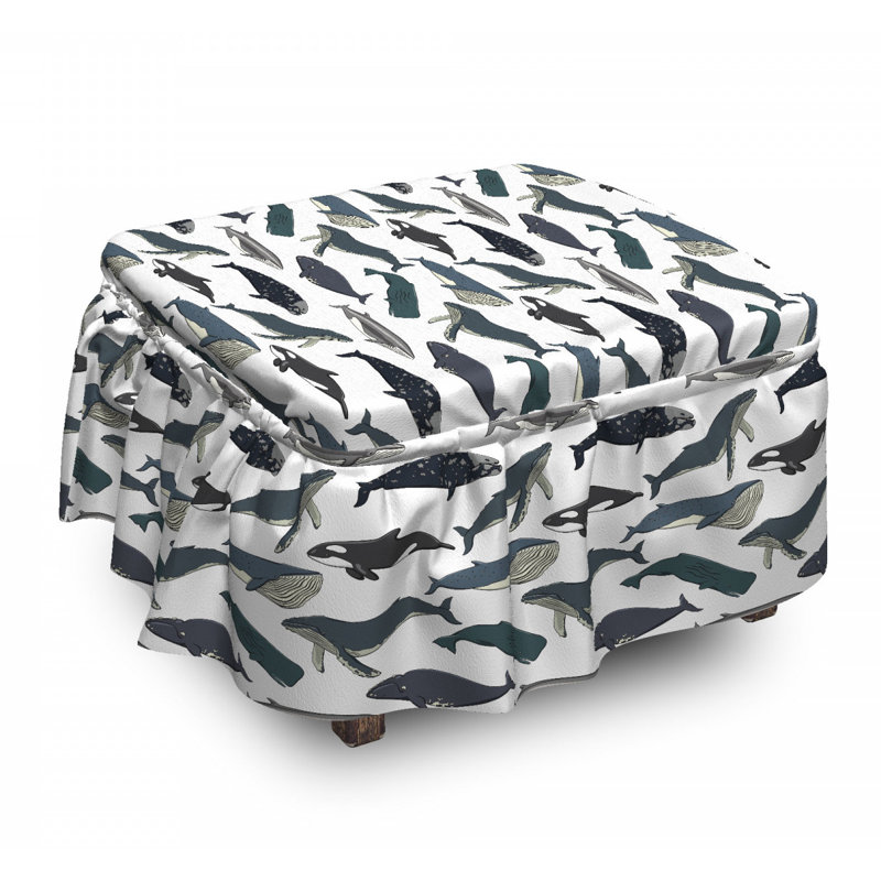 Housse pour repose-pieds en mer baleines aquatiques