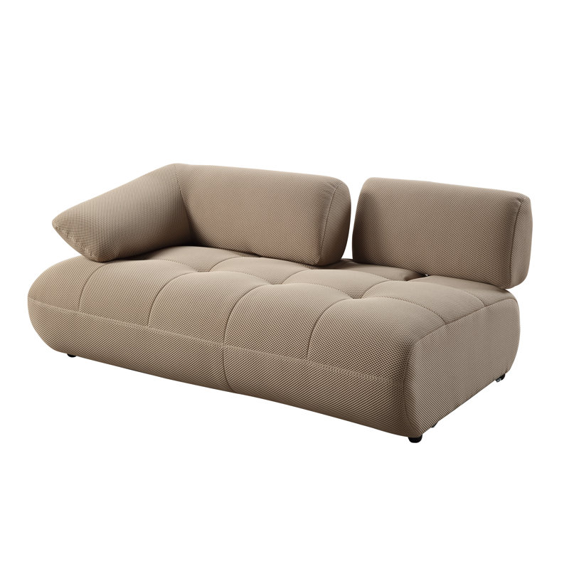 Beige Tufted Fabric Two Piece Sectional Sofa with 6 Pillows