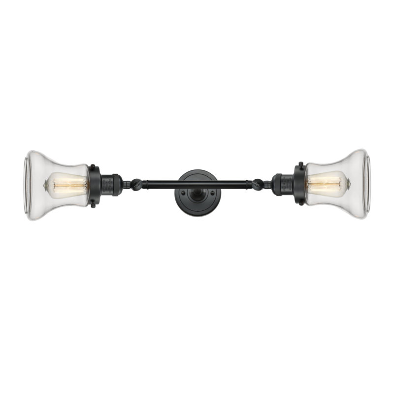 Éclairage de salle de bain à intensité variable 2 lumières Lauria, Transparent, Noir mat, Ampoule non incluse