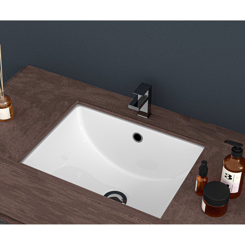 Lavabo de salle de bain encastré en céramique blanche de qualité supérieure avec trop-plein - 18,5 po x 14 po, moderne pour la maison et le restaurant, élégant, 18,5 po x 14 po
