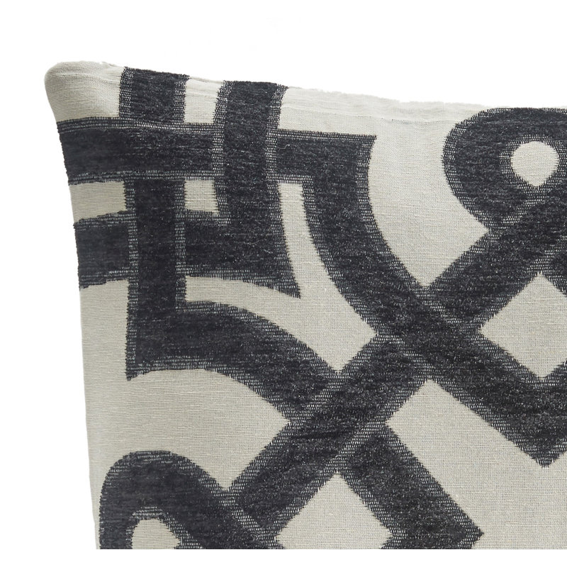 Cabrero Geometric Silver Square Throw Pillow Cover, Black