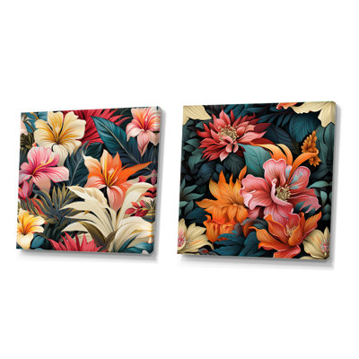 Christerfer - Ensemble de 2 collages carrés floraux