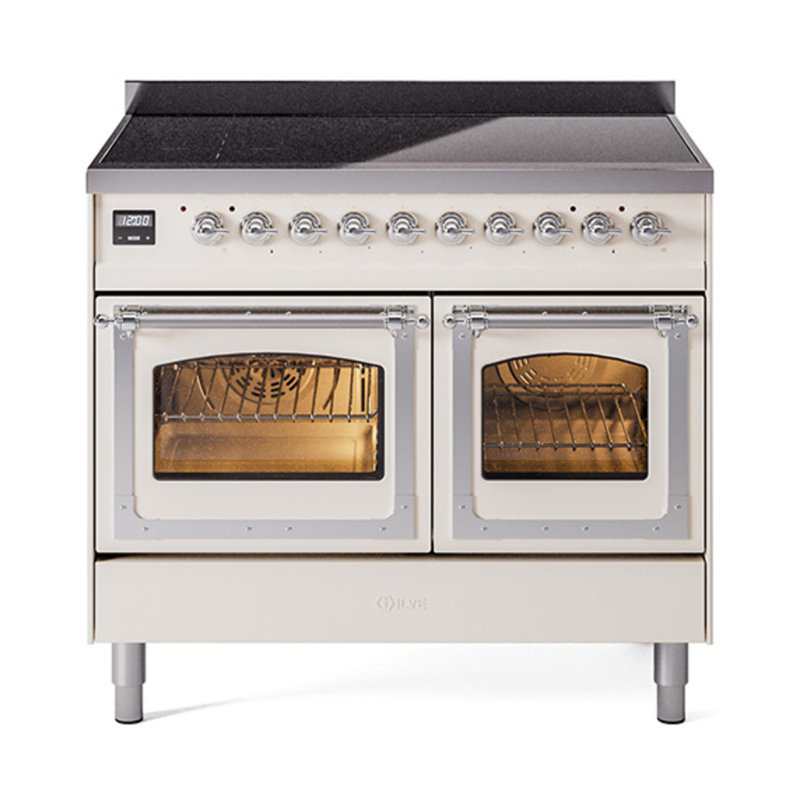 ILVE Nostalgie II Noblesse 40 po à induction, Blanc antique / chrome