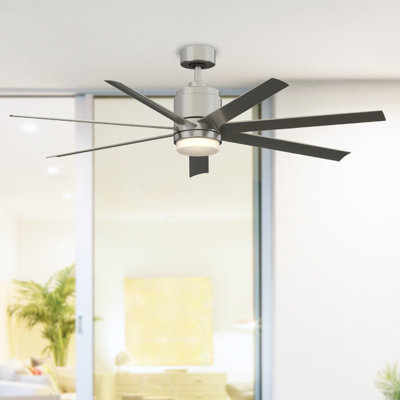 Blitz 56 inch Indoor/Outdoor Ceiling Fan with LED CCT Select Light Kit - Brushed Nickel with Gray blades