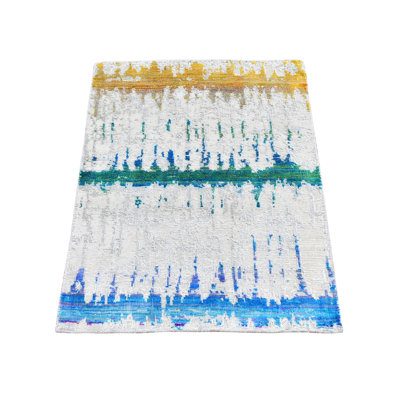 Tapis unique gris clair noué à la main nouvel âge 2 pi x 3 pi Feaman