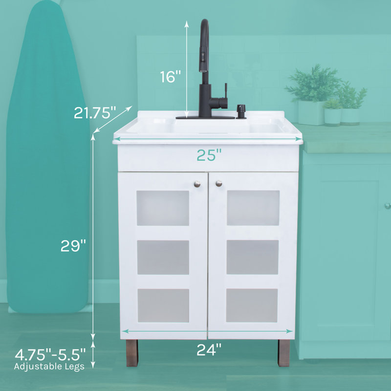 Hamed 24" W x 21.75" D x 49.75" H Single Laundry Room Vanity Set, Black