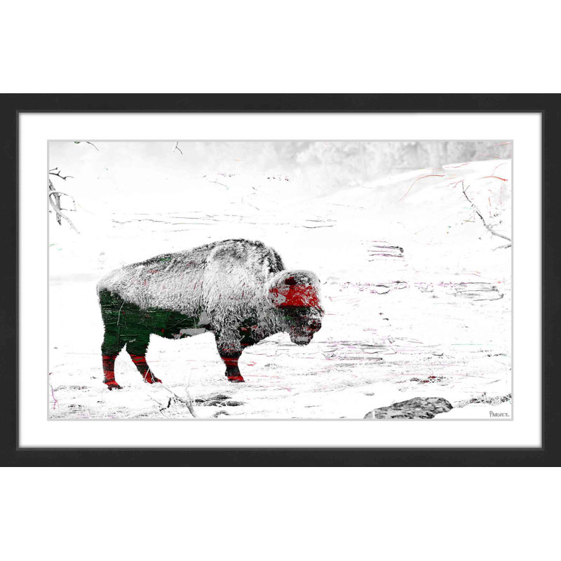 « Lost Buffalo »-reproduction de peinture encadrée sur papier, H 12 po x l 18 po x 1,5 po