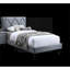 Lit plateforme double tapissier contemporain pleine grandeur avec tête de lit capitonnée réglable, velours gris ardoise