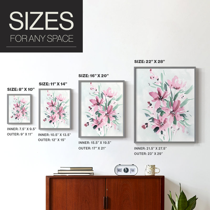 Reproduction encadrée Posy Blooms I-Premium - prête à être accrochée - aucun clou requis - aucun clou requis, Vert