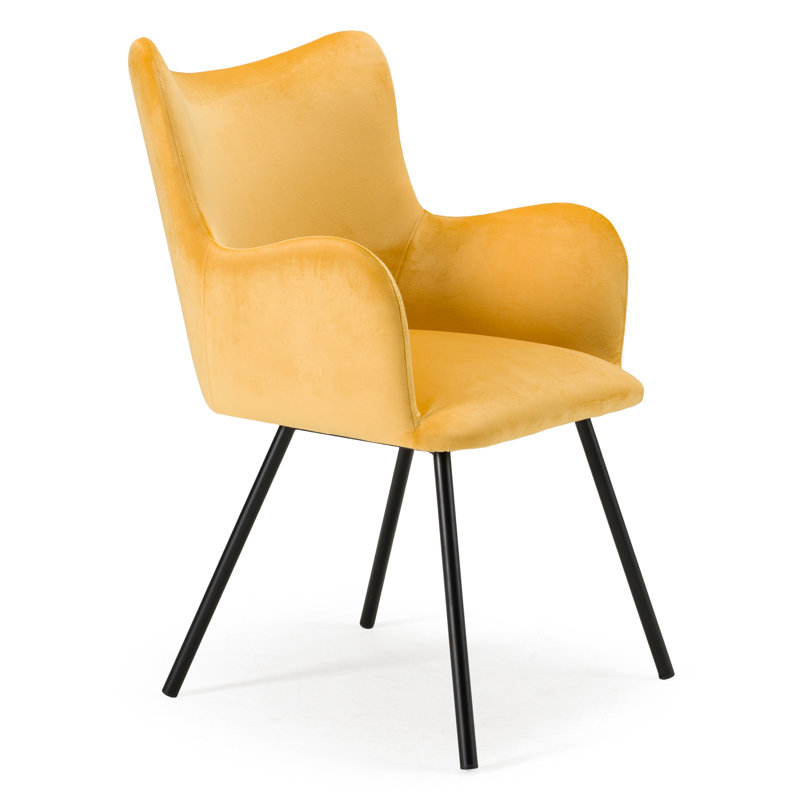 Borrayo 15.5'' H Velvet Upholstered Metal Armchair, Yellow