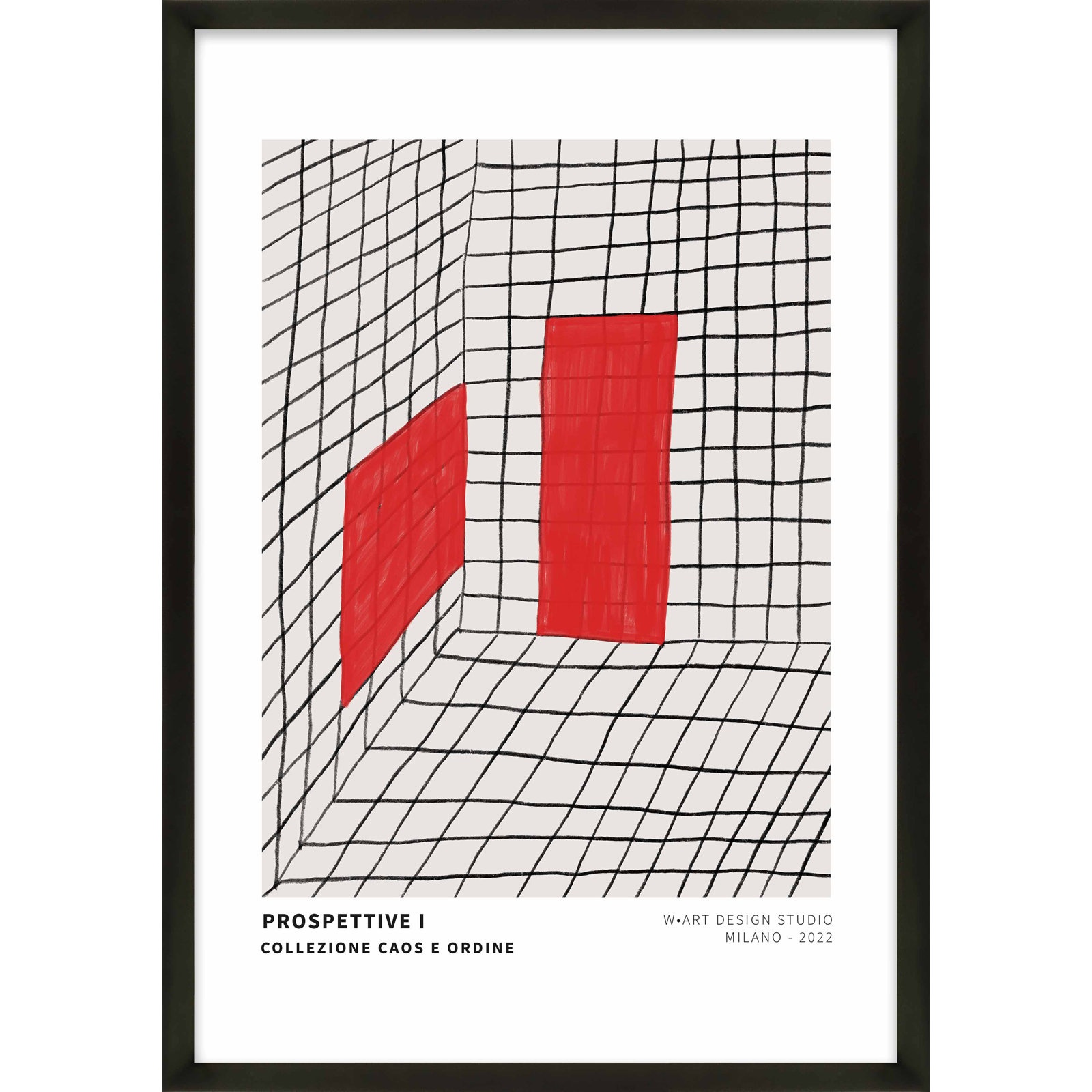 Red Perspective by Romina Gadler, Black Framed Paper, 30" H x 21" W x 1.25" D