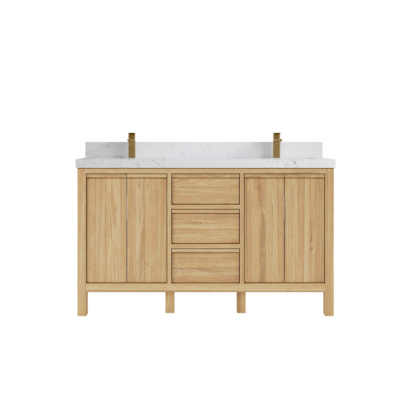Ensemble de meuble-lavabo double 60 po Teak, Empira