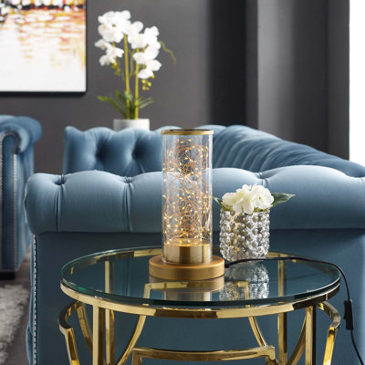 Modway Adore Cylindrical-Shaped Clear Glass And Brass Table Lamp