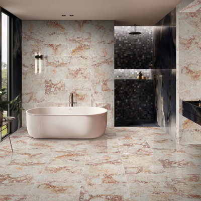 Pink Natural Marble, Natural Stone, Genuine Marble, Real Marble, For Wall And Floor, Polished Marble Tile, 1 Box 4 Pcs